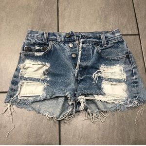 Levi Vintage High Waist Shorts Denim Distressed